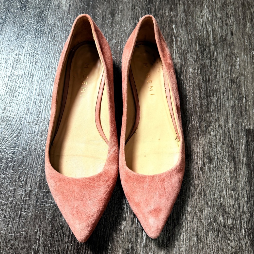 M.Gemi Pointed Toe Flats Women 37 / 6.5 US Rose Suede Made in Italy Slip On